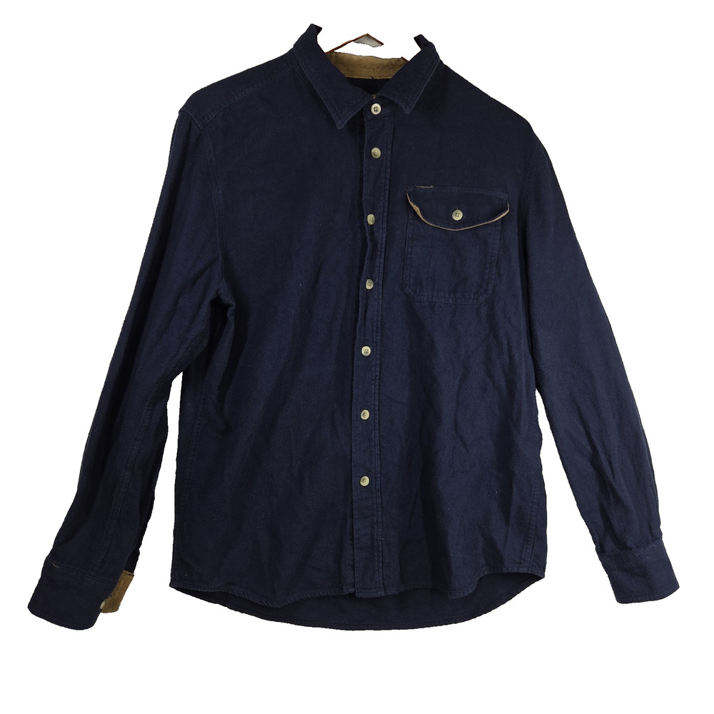 Vintage CQR Flannel Mens Shirt XL Blue Button Down Long Sleeve
